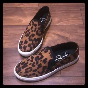 Size 6 Leopard slip on sneakers